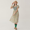 谜底碎花连衣裙短袖2024夏款田园度假风拼接修身长裙女246ML7028 商品缩略图1