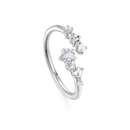 KADER卡蒂罗 璀璨星光戒指 925银闪耀流星璀璨吸睛开口可调节女戒一只 仙气百搭约会穿搭配饰 闺蜜款礼物礼盒装 商品图1