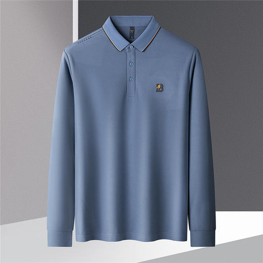 14LP3700414LP37004【绣花胸标】罗蒙春秋男士仿丝光长袖t恤男商务男士polo衫男长袖T恤上衣男 商品图1