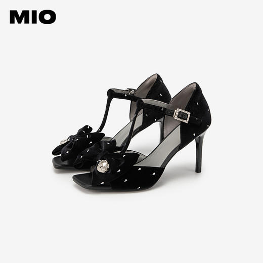 MIO米奥夏季高跟时装凉鞋蝴蝶结优雅显高时髦通勤凉鞋女鞋M243141202 商品图3