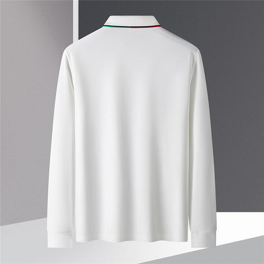 【提花领】罗蒙男士春秋仿丝光polo衫男长袖t恤男商务男士polo衫长袖T恤男 商品图6