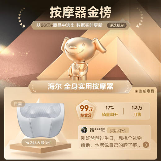 海尔（haier）颈椎按摩器腰部按摩仪按摩枕头颈部肩颈背部按摩靠垫脖子腿足全身父母亲节生日礼物实用送爸爸妈妈 送老公老婆父母亲老人长辈男女士朋友606H 商品图8