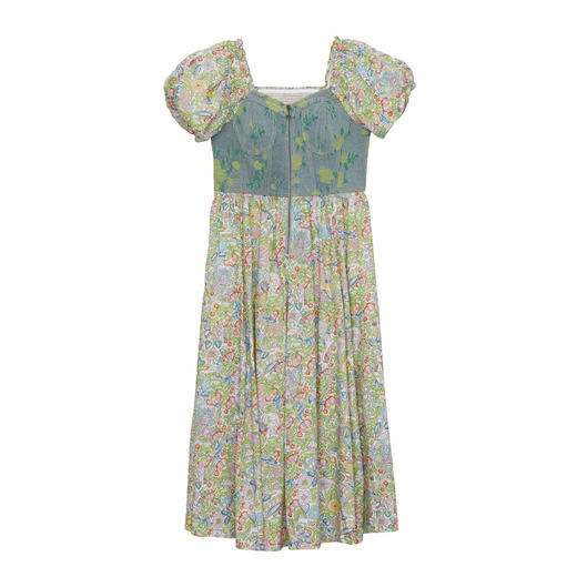 谜底碎花连衣裙短袖2024夏款田园度假风拼接修身长裙女246ML7028 商品图4