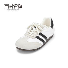 西村名物2024春季新品轻盈慢跑鞋真皮时尚休闲德训鞋女鞋X24AM11381