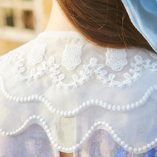 两三事梵高文艺恋色罗曼史 春季新款复古可拆翻领印花连衣裙 商品图2