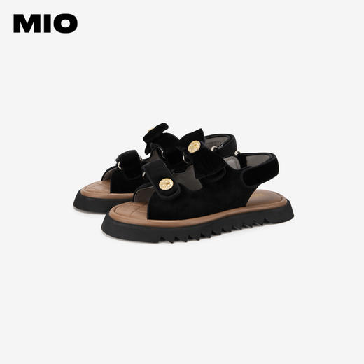 MIO米奥夏季拼色低跟休闲凉鞋蝴蝶结复古轻便凉拖女拖鞋M243142610 商品图3