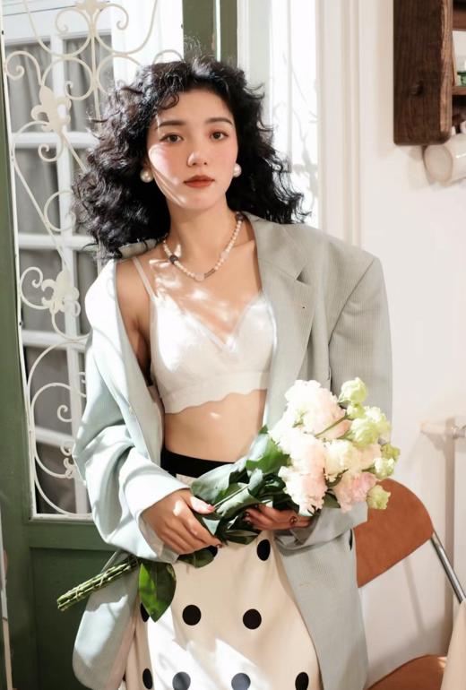 老米优品/ 5-7天。大胸显小👙《法式蕾丝固定薄杯性感美背文胸》妥妥自留款！敲爱的舒适感，精致感！NY240304A 商品图1