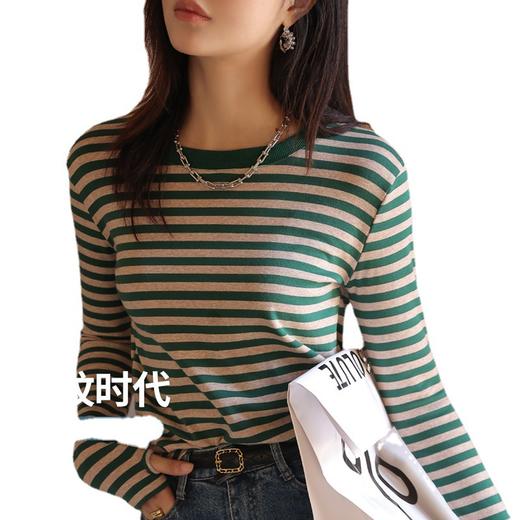 【79/2件】【立体撞色条纹T恤】春夏新品条纹T恤小衫  单穿打底百搭条纹视觉显瘦上衣 商品图4