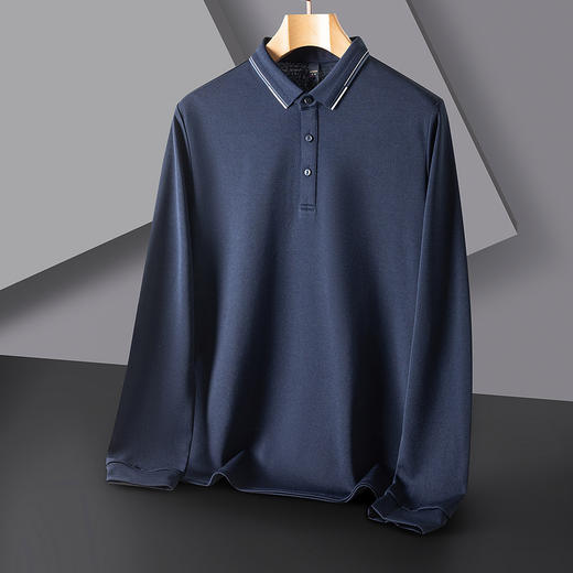 【桑蚕丝混纺】罗蒙春秋男士商务polo衫男长袖时尚舒适翻领百搭长袖t恤男 商品图6