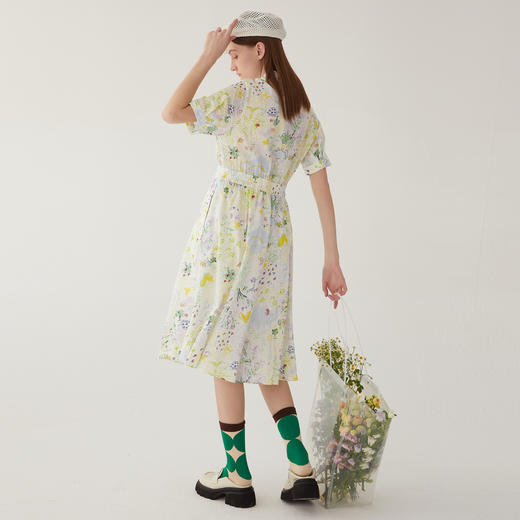 谜底POLO领连衣裙短袖女2024夏新款文艺小清新碎花长裙246ML9008 商品图2