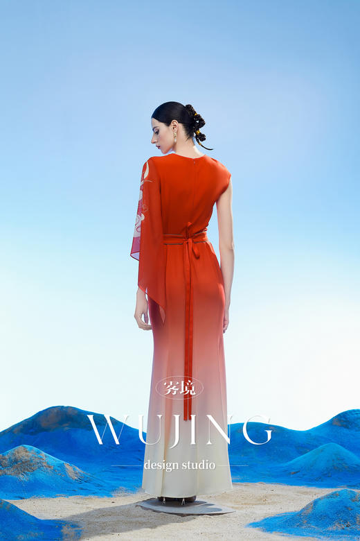 3204065 云漫琉璃 定制水晶蕾丝印花韩国进口水晶乔其纱连衣裙 雾境 商品图5