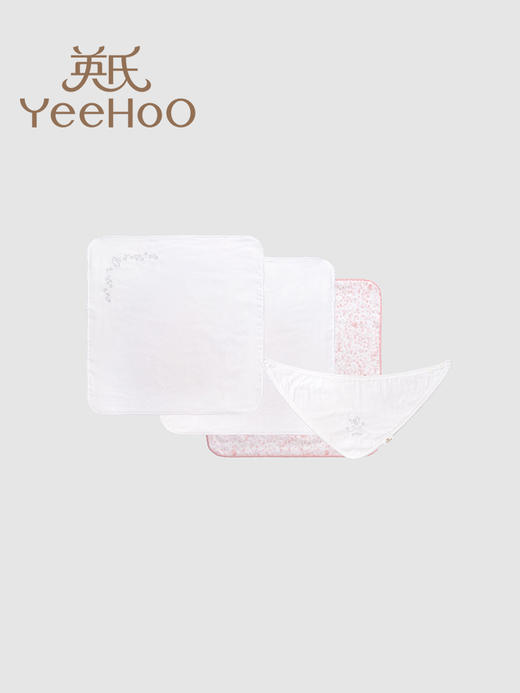 英氏婴幼儿餐巾宝宝手帕三角巾抗菌4条装赛柔丝YMJSJ0Q096A 商品图0