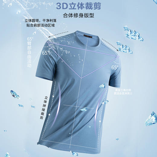圣得西男士速干圆领短袖T恤2025秋款透气多彩纯色薄款打底衫 商品图2