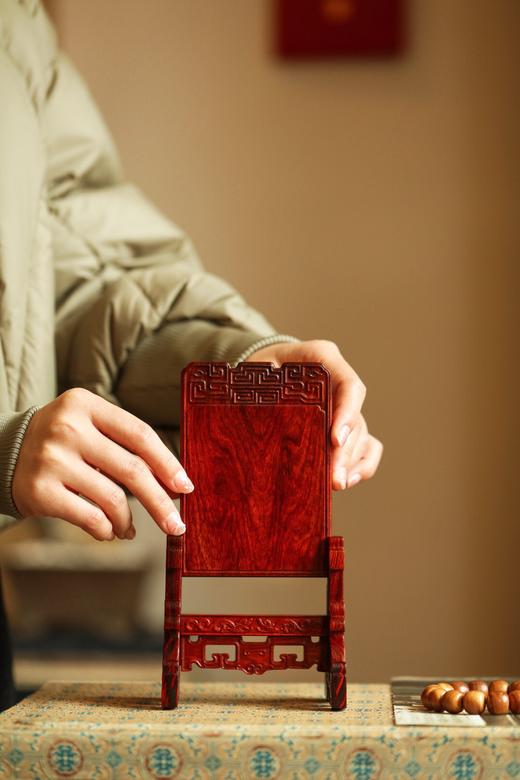 【青山特惠】小叶紫檀 螭龙纹插屏 摆件（屏心可定制字画）b1 商品图6