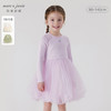 马克珍妮女童罗纹拼接网纱连衣裙儿童裙子2024年春装新款240097 商品缩略图0