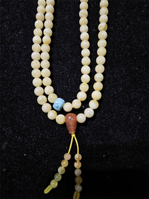 正宗俄罗斯白花蜜蜡手串108颗 天然琥珀手链 佛珠念珠 商品图3