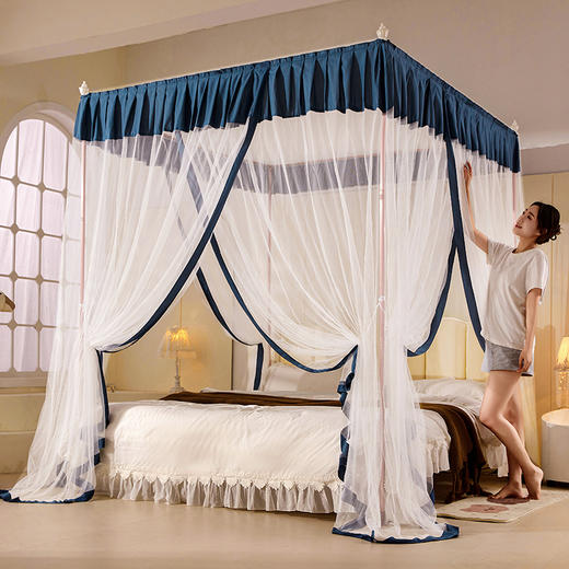 自然醒落地蚊帐家用卧室公主风床幔加厚1米8大床宫廷高级纹账2403HH 商品图5