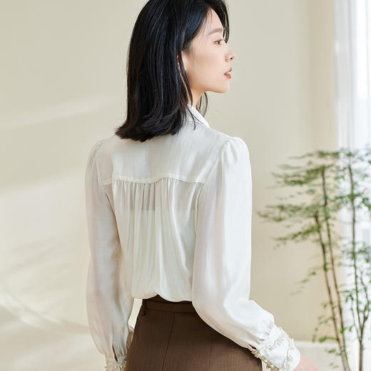 剩XL/XXL 米思阳2026春季新款别致设计感天丝衬衫搭配宽松纯色气质上衣0295 商品图3