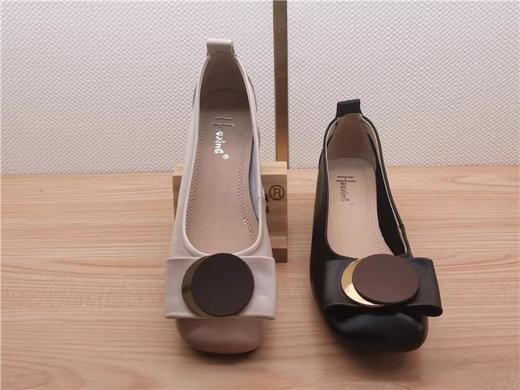 2022豪行春季女鞋正品真皮休闲舒适粗跟浅口女单鞋22130699大码 商品图3