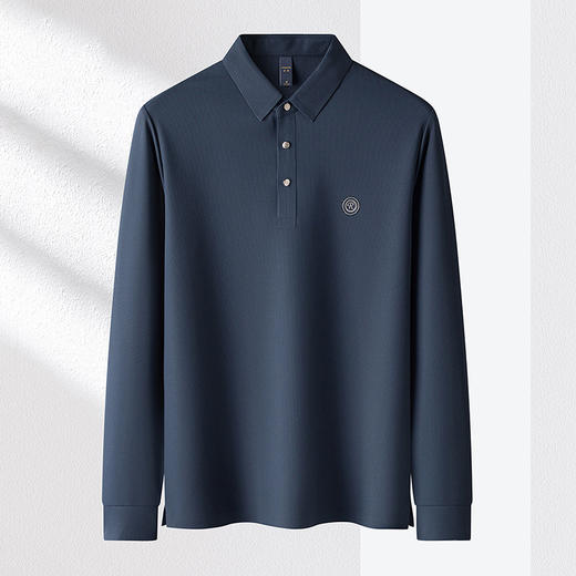 【华夫格】罗蒙男士春秋抗皱免烫polo衫男长袖t恤男商务男士polo衫 商品图7