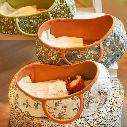 娃娃小屋手提篮收纳篮子布艺杂物玩具收纳 商品图0