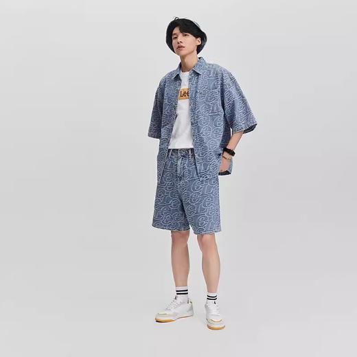Lee商场同款Logo提花浅蓝色男短袖牛仔衬衫LMT007461203412A05310 商品图2