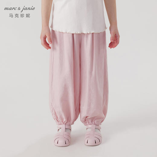 马克珍妮男女童透气亚麻裤儿童束脚防蚊裤2024年春夏新款240207 商品图1