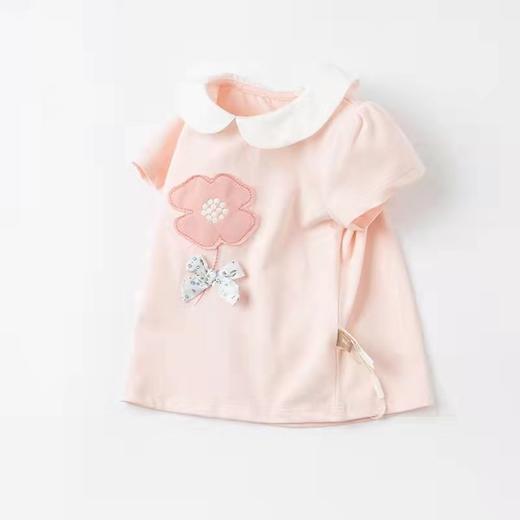 【棉针织，柔软透气！】女童短袖T恤夏季新款韩版中小童，夏装女宝宝娃娃领打底衫儿童上衣，贴合宝宝娇嫩肌肤，舒适触感贴心守护宝宝成长!-lm 商品图0