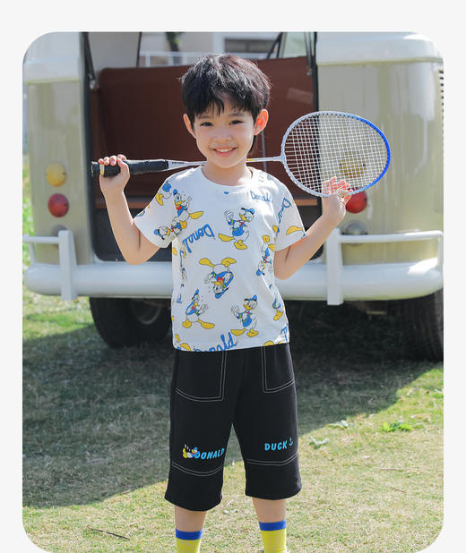 【商城同款】迪士尼唐老鸭潮帅夏季新款男童七分裤232DK0531 商品图1