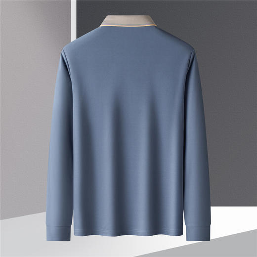 【撞色领】罗蒙春秋男士仿丝光polo衫男长袖t恤男商务男士polo衫长袖 商品图6