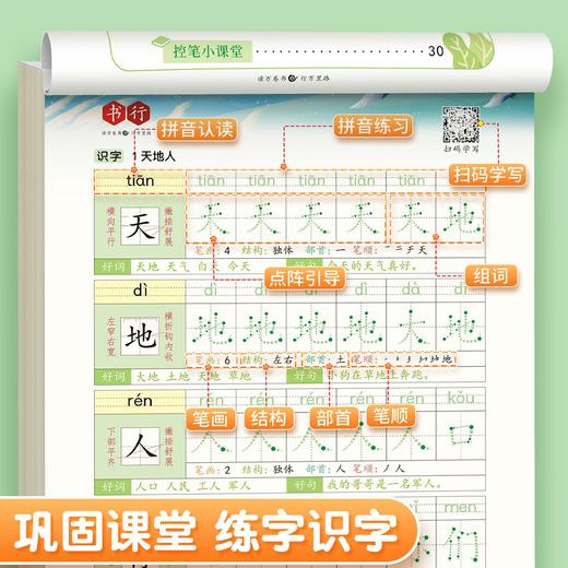 新版每日30字练字帖【笔顺笔画+好词好句】小学1-6年级每日一练人教版语文同步学习写字专用硬笔书法练字本 商品图1