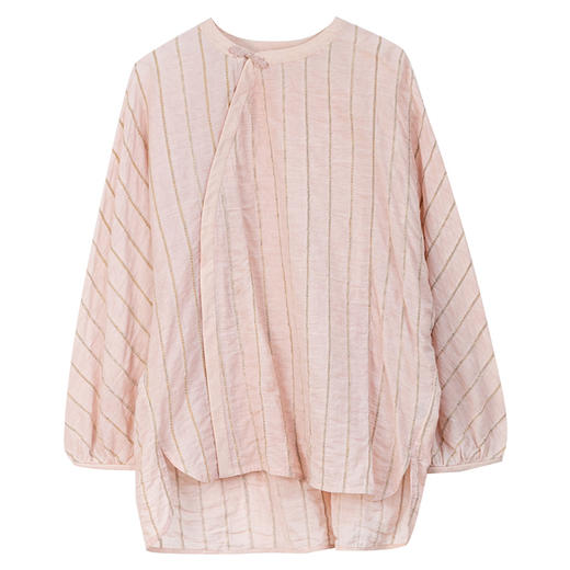 牧衣游原创 竖条纹柞丝棉衬衫炒色气质减龄轻薄上衣小衫新款 郁雾 商品图4