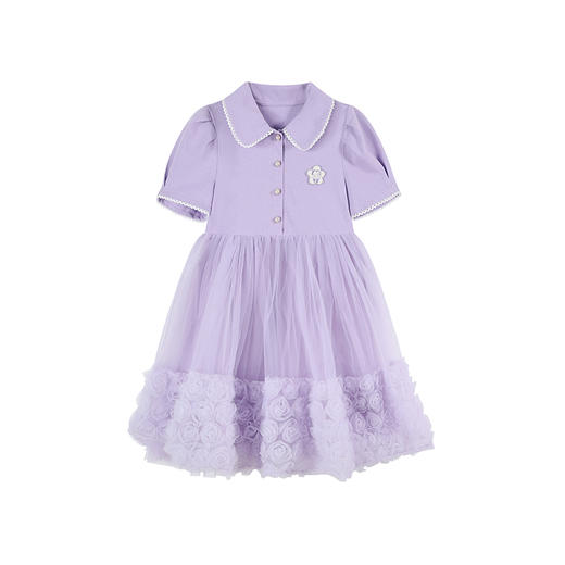 笛莎Deesha 女童连衣裙2024年新款POLO轻礼服网纱连衣裙 商品图4