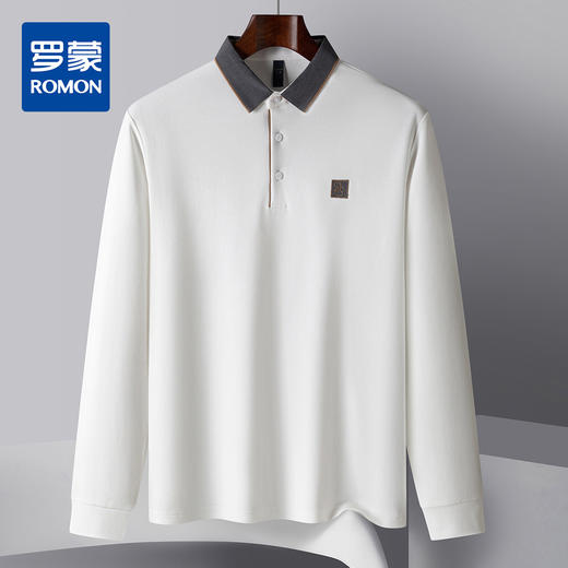 14LP3717114LP37171【双面含桑蚕丝】罗蒙男士绣花polo衫男长袖t恤男春秋男士polo衫 商品图0