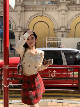 Read Nameless /原创小樱桃开衫+品牌红格子半裙