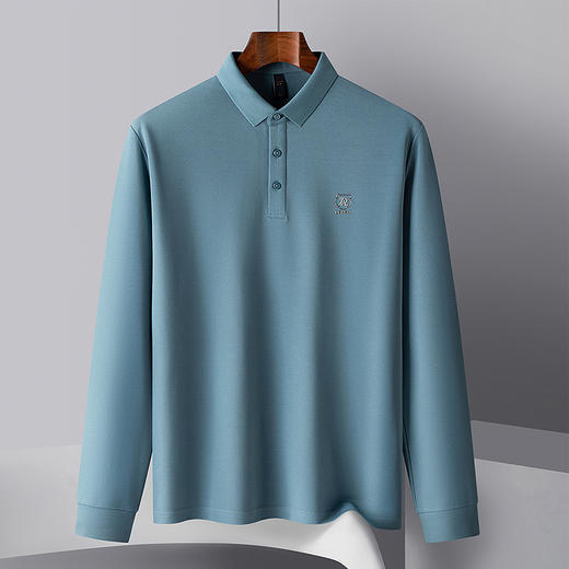【双面含桑蚕丝】罗蒙春秋男士商务polo衫男长袖t恤男春秋男士polo衫 商品图4