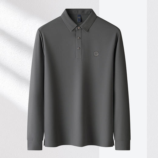 【华夫格】罗蒙男士春秋抗皱免烫polo衫男长袖t恤男商务男士polo衫 商品图6