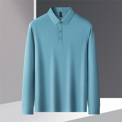 【福利款】罗蒙春秋男士仿丝光polo衫男长袖t恤男商务男polo衫长袖 商品图5