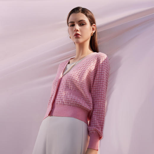 【短款V领针织开衫】24年春夏新品女士短款针织小外套 商品图1