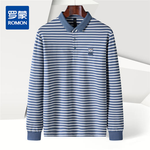 【桑蚕丝混纺】罗蒙春秋男士绣花胸标海魂衫polo衫男长袖男士polo衫长袖 商品图4