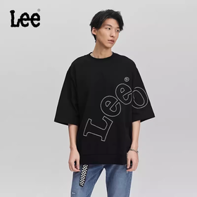 Lee商场同款舒适圆领大Logo黑色男短袖T恤LMT007462203401K11000