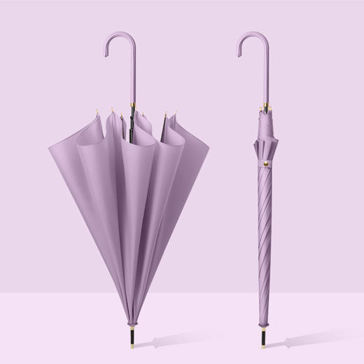 心选丨复古直柄雨伞【创意简约 长柄伞皮手柄直杆雨伞】纯色日系小清新长伞 商品图8