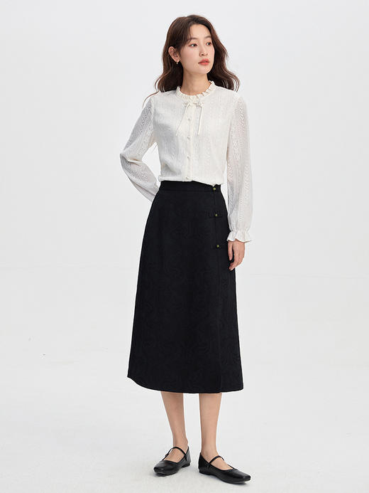 【专属特价】熙世界轻国风白色蕾丝衬衫2025秋日新款流苏盘扣新中式长袖上衣 商品图4