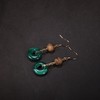 孔雀石平安扣圆珠奇楠耳环 商品缩略图1