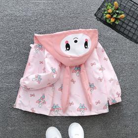 儿童卡通兔外套春秋新款女童洋气上衣男宝连帽风衣休闲夹克萌宝装