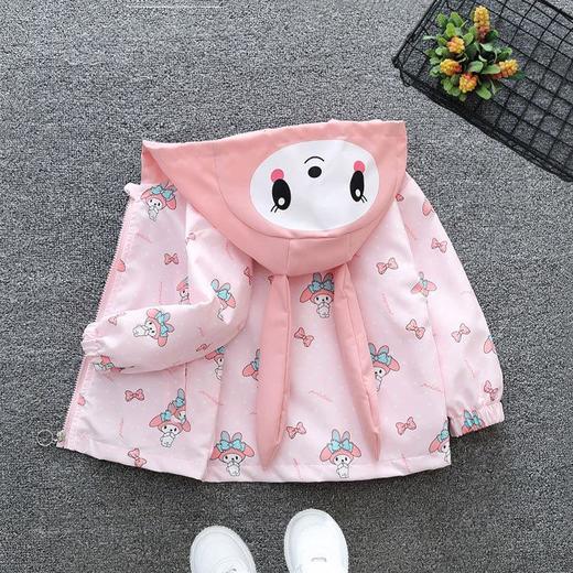 儿童卡通兔外套春秋新款女童洋气上衣男宝连帽风衣休闲夹克萌宝装 商品图0