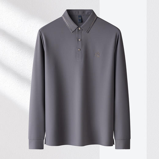 【华夫格】罗蒙春秋男士抗皱免烫polo衫男长袖t恤男商务男士polo衫 商品图3
