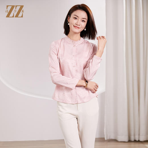佐尔美春季新款 时尚优雅气质印花长袖衬衣女E33CC25 商品图2