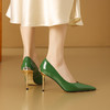 【预售5天】性感绿色尖头高跟鞋，漆皮细跟时尚单鞋浅口宴会女鞋CX20769 商品缩略图0