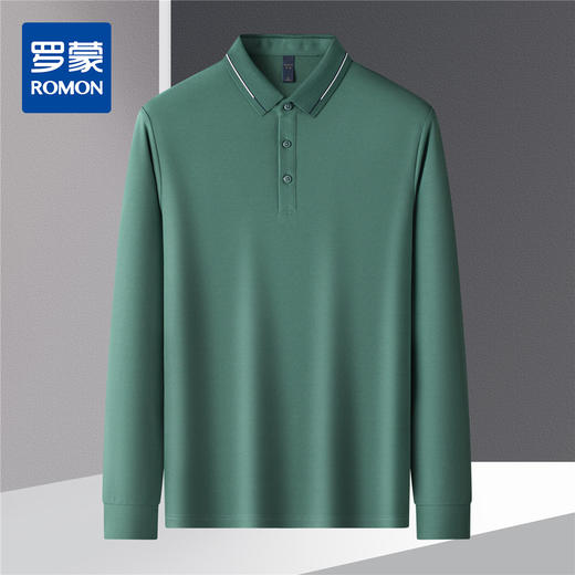 【经典款】罗蒙春秋男士仿丝光polo衫男长袖t恤男商务男士polo衫长袖 商品图3
